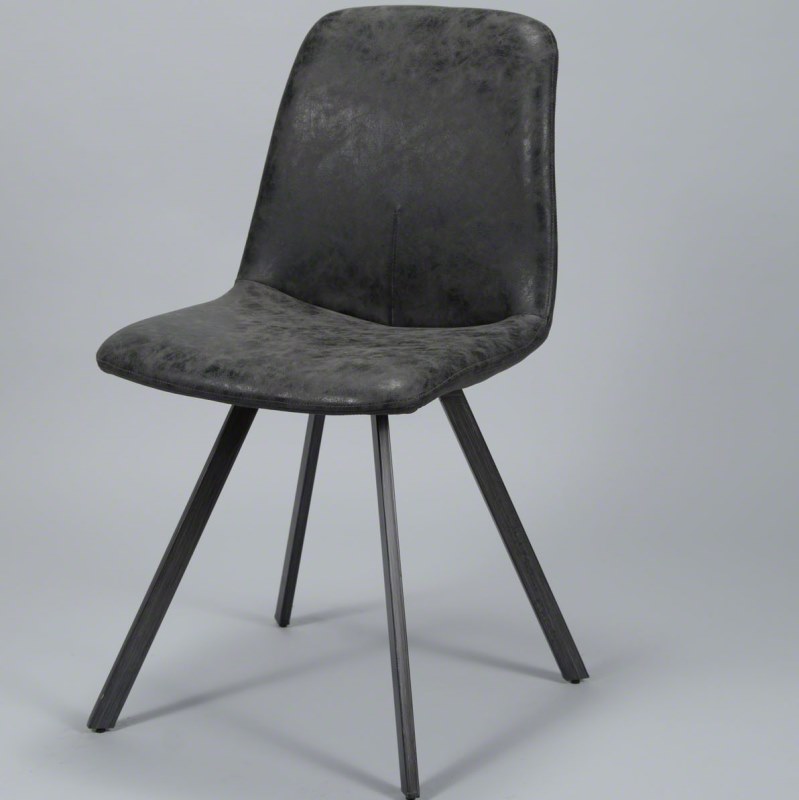 Skotty - spisebordsstol i fladt stål og sort læder