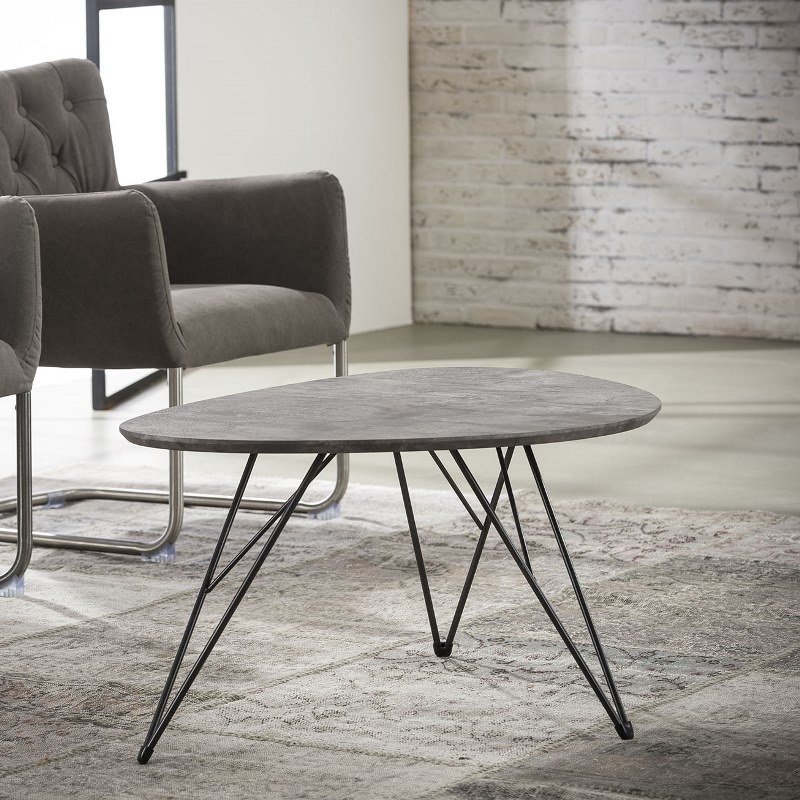 Billede af 3D - nyreformet sofabord beton look, 90 x 60 cm
