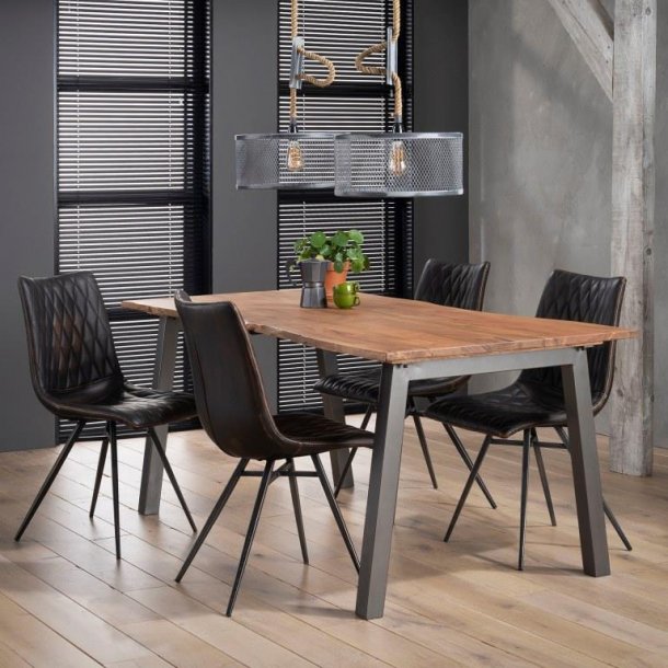Samson spisebord, massiv akacie tr og gr metal, 90 x 180 cm.