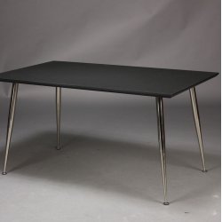 Dimm - Skrivebord, sort h�jtrykslaminat, metal ben