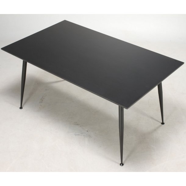 Spencer - rektangulrt spisebord, sort linoleum med metalben