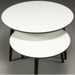 CT 20 - sofabord i hvid laminat med sorte trben, 4 strrelser.