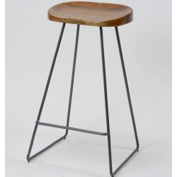 High-five, barstol i massiv akacietr� og metal