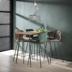 Velvet - barstol i sort metal og antracit gr velour.