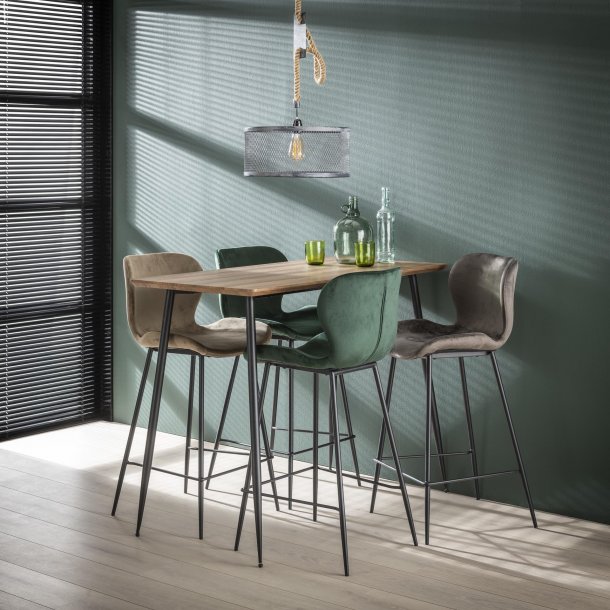 Velvet - barstol i sort metal og antracit gr velour.