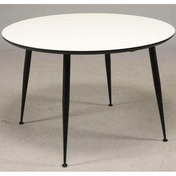 DT 110 - spisebord, hvid laminat med sorte metal ben
