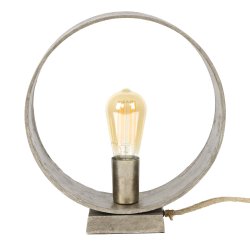 Cirkelformet bordlampe i antik nikkel - Stor