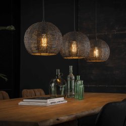 Z 8103 - Loftlampe i sort-brun metal med 3 lampeskrme.