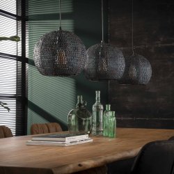 Z 8103 - Loftlampe i sort-brun metal med 3 lampeskrme.