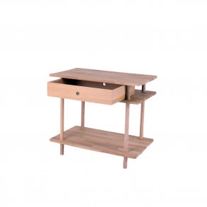 Loop - reol med 3 hylder og 1 skuffe i massiv eg, bredde 70 cm