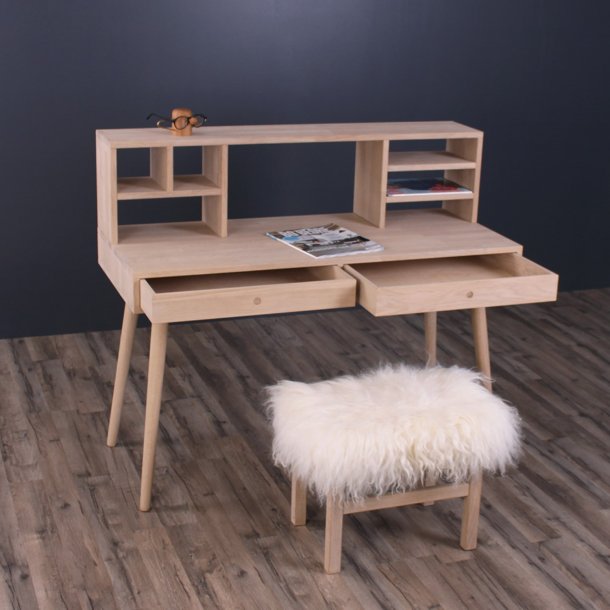 Duxx - Skrivebord med 2 skuffer og overbygning, eg