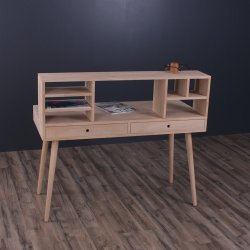 Duxx - Skrivebord med 2 skuffer og overbygning, eg