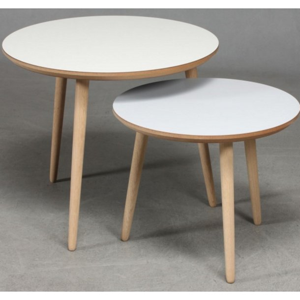 CT 20 - sofabord i hvid laminat med ege ben, 4 strrelser.