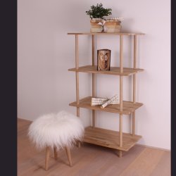 Loop - reol med 4 hylder i massiv eg, bredde 70 cm