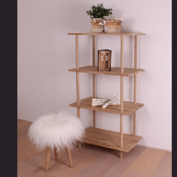 Loop - reol med 4 hylder i massiv eg, bredde 70 cm