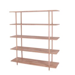 Loop - reol med 5 hylder i massiv eg, bredde 140 cm