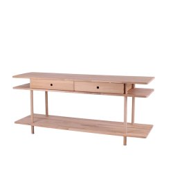 Loop - reol med 3 hylder og 2 skuffer i massiv eg, bredde 140 cm