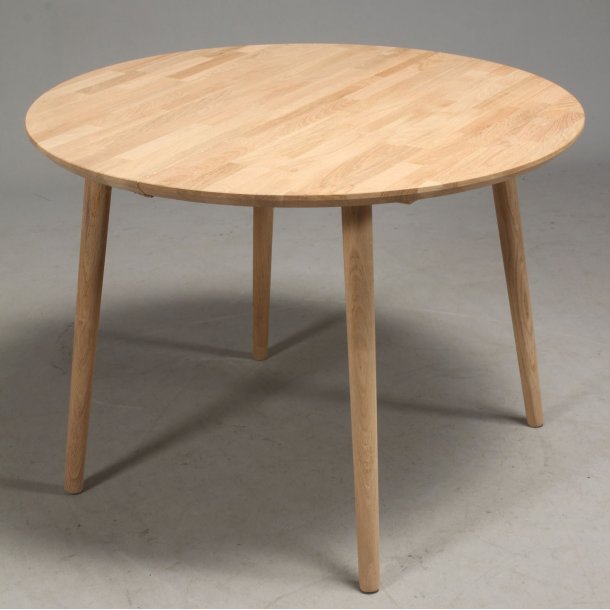 Lumber - rundt spisebord  100 cm., med 1 tillgsplade, massiv eg